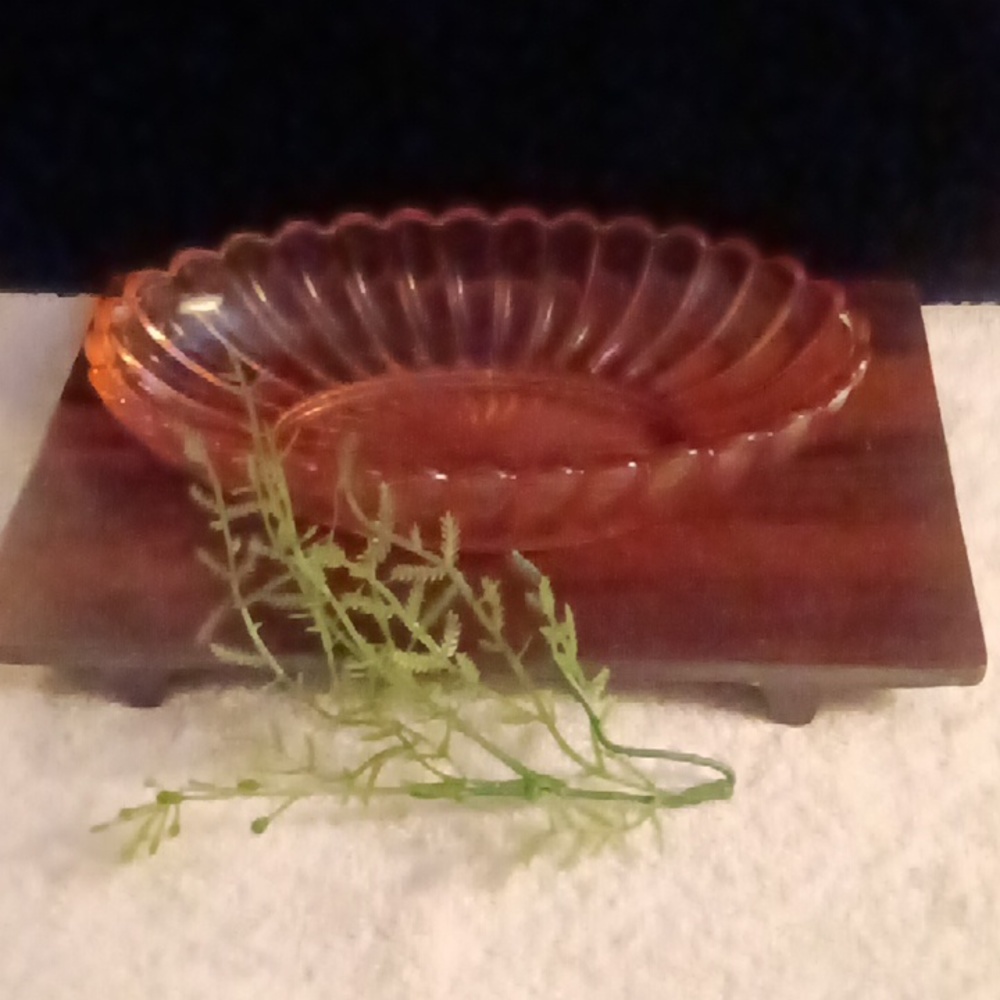 Vintage Pink Depression Glass Scalloped Candy Bowl Dish